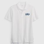 Рубашка-Поло из пике с вышитым логотипом Gap, белый - фото