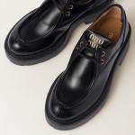 Кожаные туфли на шнуровке Miu Miu, черный - фото 4