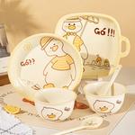 CERAMICS Набор миска и тарелка Cute Duck, керамика, 4,7 дюйма (11,9 см), 2 предмета, 1 набор, кремовый - фото 3