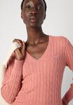 Джемпер GANT CABLE V NECK, Faded Brick/Light Pink - фото 6