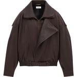 Кожаная куртка женская бежевая Saint Laurent - фото