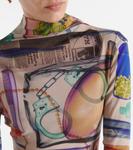 Мини-платье из тюля с высоким воротником и принтом Off-White, мультиколор - фото 4