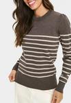 Джемпер Saint Tropez MilaSZ Shimmer Stripe Pullover, Mink Gray Morn Shimmer Stripe/Dark Grey - фото 4