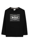 Лонгслив с длинным рукавом и винтажным логотипом Boss, черный - фото