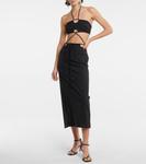 Длинное платье из смесовой шерсти с вырезом Christopher Esber, черный - фото 2