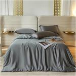 Generic Комплект постельного белья темно-серый шелк - фото