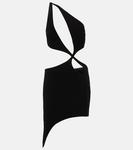 Асимметричное платье-мини из крепа с вырезом Mônot - фото