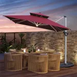 Зонт квадратный Green Water, 3 метра, резервуар для воды на колесах, на солнечных батареях, кофейный - фото 5