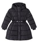 Приталенное пальто с ремнём Monnalisa, черный - фото