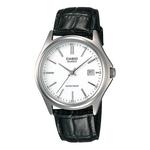 Часы CASIO Leather Band Waterproof Men White/Brown White DialBlack Strap Mens WhiteBlack Analog - фото