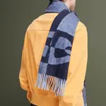 Шерстяной шарф унисекс синий HERMES - фото 2