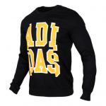 Толстовка adidas neo Large Logo Printing Round Neck Pullover Black, черный - фото