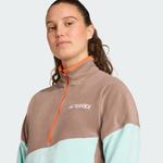 Женская флисовая кофта-анорак adidas Terrex Multi Climawarm Adidas, Trace Brown / Semi Flash Aqua / Semi Imp - фото 5