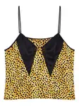 Шелковый топ с гепардовым принтом VERSACE, желтый - фото