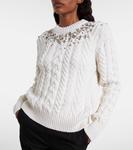 Свитер из шерсти и кашемира с декором McQueen, Ivory/Crystal - фото 3