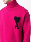 AMI Paris джемпер с монограммой Ami de Coeur и высоким воротником, розовый - фото 6