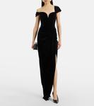 Асимметричное бархатное платье-бюстье Alex Perry, черный - фото 2