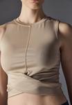 Топ Even&Odd active CROPPED SLEEVELESS TOP WITH WRAP FRONT, Beige - фото 5