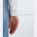 Теплая укороченная рубашка Pinko, белый - фото 4