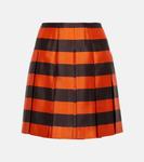 Мини-юбка из смесового шелка в полоску Prada, Amaranto+Ar - фото