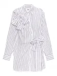 Полосатое платье-рубашка с бантом Msgm, белый - фото
