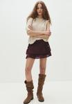 Юбка PULL&BEAR RUFFLED WITH BEADS, Bordeaux - фото 2