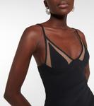 Платье с сетчатыми вставками David Koma, черный - фото 4