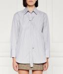 Рубашка женская Marella Sport в полоску с галстуком, бело-синий - фото