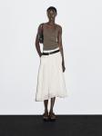Юбка миди с кокеткой и воланом Massimo Dutti, кремовый - фото 2