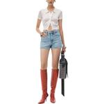 Шорты джинсовые с нашивкой-логотипом Alexander Wang, синий - фото 5