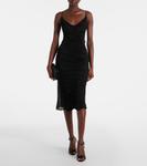 Платье миди из сетки с рюшами Mugler, черный - фото 2