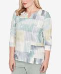Вязаный топ Stockbridge Soft Colorblock Rib Texture Alfred Dunner, Multi Green - фото 2