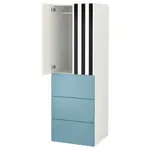 Детский шкаф, бело-полосатый-синий, 60х57х181 см, PLATSA/SMÅSTAD IKEA - фото