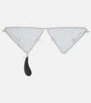 Солнцезащитные очки треугольной формы с кристаллами Gucci - фото