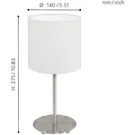 Настольная лампа PASTERI E14, настольная лампа, H27,5 x Ø14 см, никель-матовый, 1x40 Вт, без лампы. Eglo, никелевый/белый - фото 4