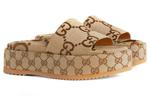 Сандалии gg lame platform slide sandal 'camel monogram' Gucci, мультиколор - фото 2