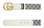 Ремень кожаный Gucci женский, белый / серый - фото 2