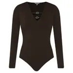 Тонкое подтянутое боди Guess, коричневый - фото