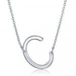 Серебряное ожерелье с боковыми инициалами Simona, C - фото