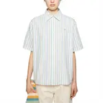 Полосатая хлопковая рубашка Acne Studios, сине-зеленая - фото 5