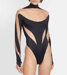 Боди с сетчатой отделкой MUGLER, черный - фото 3