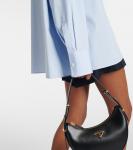 Рубашка из хлопкового поплина с бахромой Prada, Celeste - фото 6