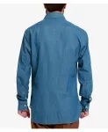 Джинсовая рубашка, классический воротник, длинные рукава. Barba, синий - фото 3