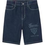 Шорты джинсовые с логотипом GUCCI, синий - фото