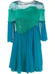 Платье с оборками и вставками Alberta Ferretti, синий - фото