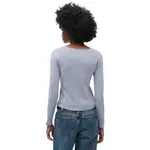 Лонгслив Superdry Fine Rib Scoop, синий - фото 2