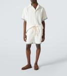 Льняные шорты с вышивкой Frequency Commas, White/Blue - фото 2