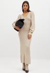 Платье-джемпер SCOOP NECK PUFF NA-KD, бежевый - фото