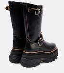 Кожаные байкерские ботинки на платформе Sacai, черный - фото 2