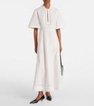 Вышитое хлопковое платье миди из поплина Róhe, Optic White - фото 2